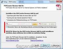 PDF Creator Setup, ersterHaken