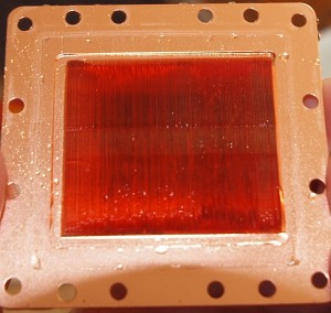 The cooling plate of the R9 Fury X with very thin fins
