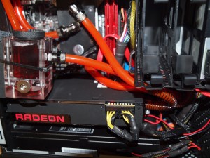 Installed with custom tubes inside the Hadron, the R9 Fury X fits nicely.